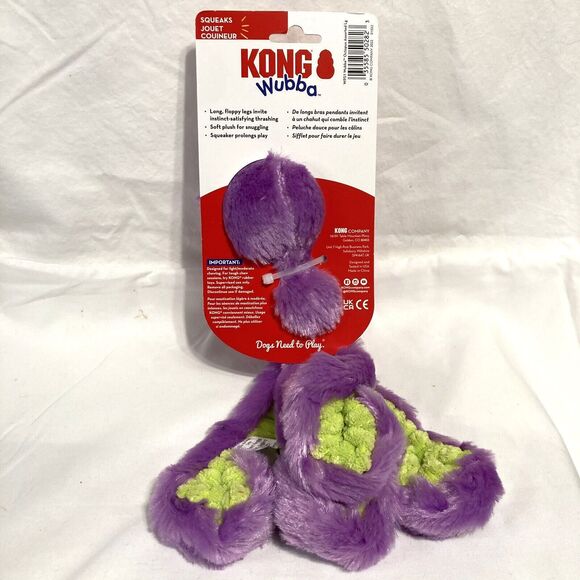 KONG Wubba Plush Squeaky Octopus Dog Toy Interactive Tug & Fetch Size Small Cute - Picture 2 of 16